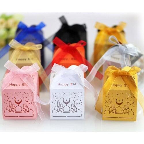 10Pcs Eid Mubarak Candy Boxes Ramadan Decorations Gift Box Islam Muslim Party Supplies al-Fitr Eid Party Boxes Kareem Gift
