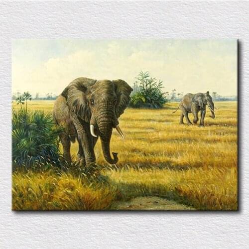 Creative gift Hot selling handpainting Animal oil painting elephant oil painting on canvas picture no frame for home