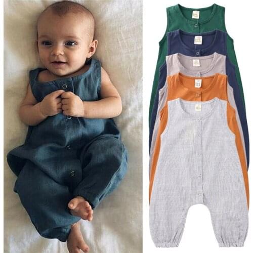 2020 Summer New Baby One-Piece Suit Short-Sleeved Clothes Childrens Sleeveless Vest One-Piece Suit