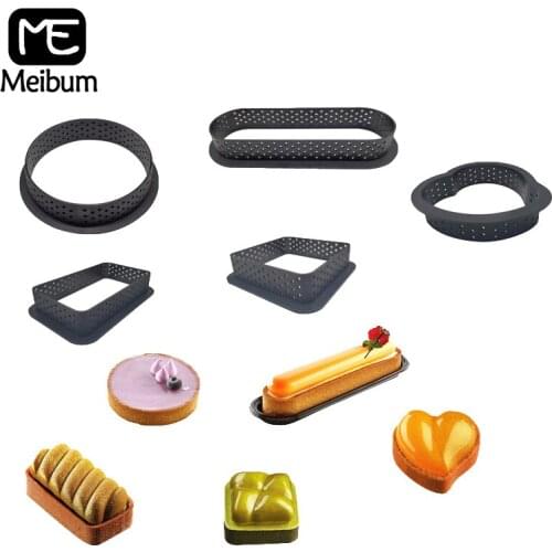 Meibum Egg Tart Cake Ring 5 Pcs Set Plastic Perforated French Dessert Molds DIY Fruit Cookies Pastry Mould Kitchen Baking Tools