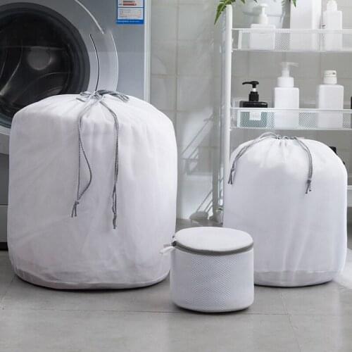 9 Sizes Of Polyester Mesh Laundry Bags Drawstring Pockets Thick Polyester Drawstring Wash Bags