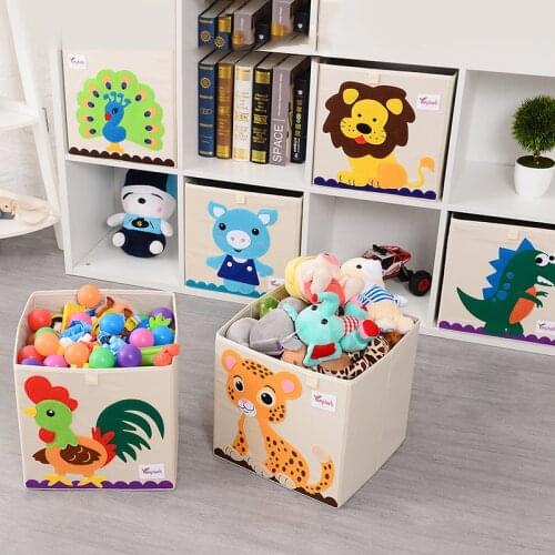 Cute Folding Storage Box Kid Toys Organizer Animal Embroider Cubes Sundries Container Office Stationery Basket Home Accessories