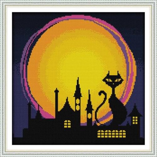 The Night of Halloween Handmade Needlework Counted Printed Pattern Cross-stitch Sets Dmc Canvas Embroidery New Years Product