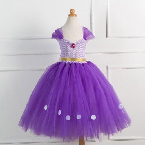 Girls Halloween Princess Dress Kids Gorgeous Christmas Gift Fancy Purple Party Outfits Birthday Party Cosplay Tutu Dresses