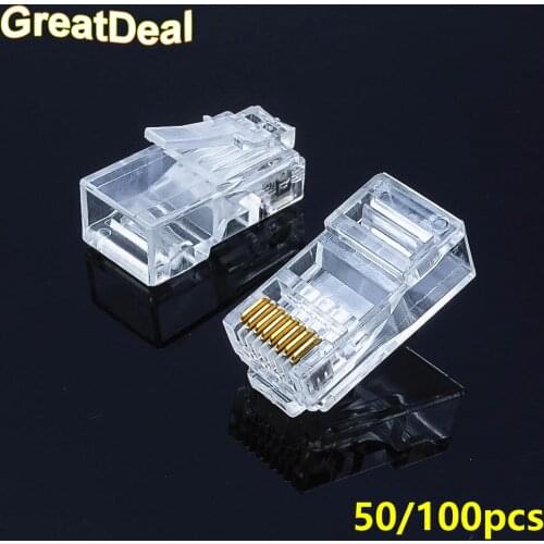 20/50/100pcs 8Pin RJ45 Connector Cat6 Modular Cable Plug Cat 6 Network Ethernet Crystal Plugs RJ45 Connectors HY1564
