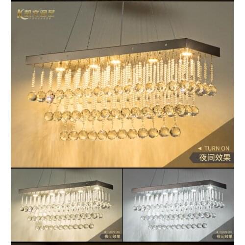 Restaurant light crystal chandelier rectangular crystal lamp LED living room multi-layer simple bar table lamp crystal lamp
