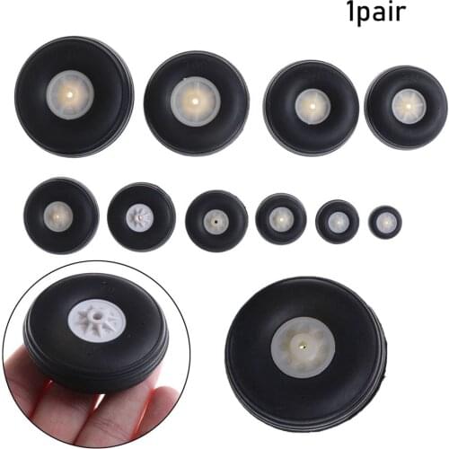 1Pair Black Tail Wheel Rubber Kids Plane Toy Parts PU Plastic Hub 1" - 3" Inch For RC Airplane Replacement Toy Plane Accessories