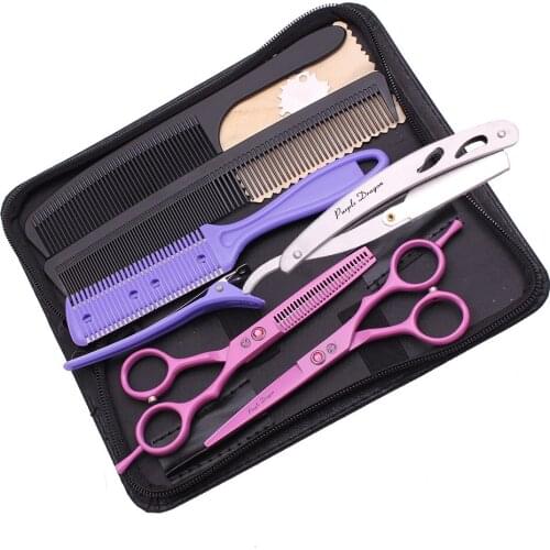 Pink Styling Scissors Professional Hairdressing Scissors Kit Barber Hairdresser Scissors Hair Cutting Thinning Y1223 5.5 Inch