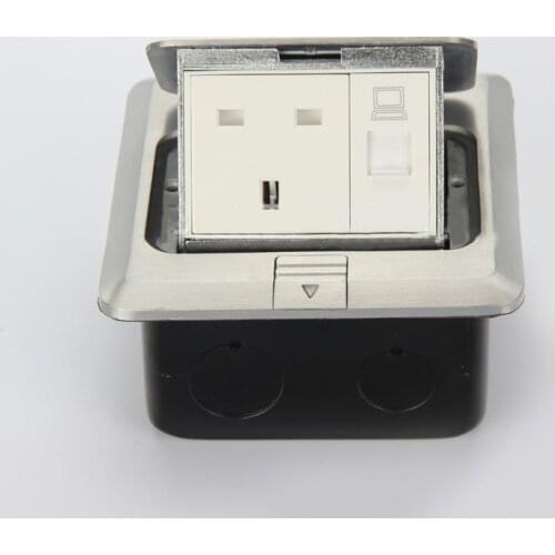 With cover plate bottom box hidden pop - up computer British standard floor socket aluminum alloy UK network ground outlet