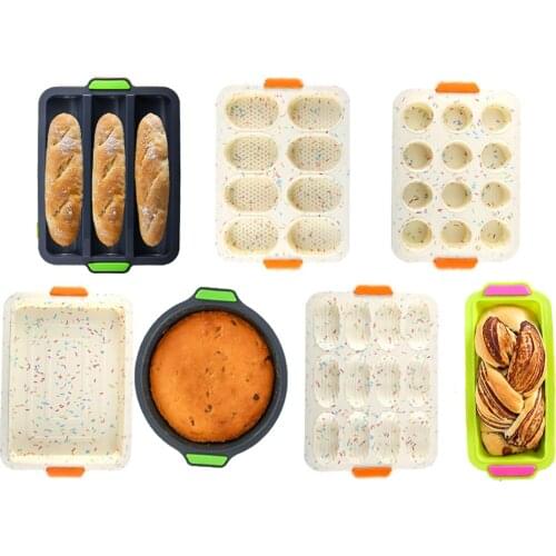 Silicone Muffin Round Cake Baguette Non-stick Mold Household Reusable Temperature Resistant Bakeware Tray Mold Baking Tools