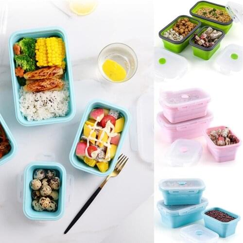 Silicone Folding Bento Box Collapsible Portable Lunch Box for Food Dinnerware Food Container Bowl For Children Adult