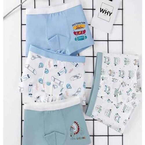 4Pcs/lot Cotton Kids Boys Underwear Boxer Children Panties Briefs for Boy Teenager Underpants 110-170