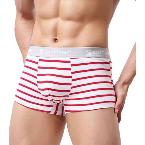 2020New Arrival Stripe Printed Men Boxer Breathable Sexy Men Comfortable Men Under pant Men Casual Underwear Wholesale