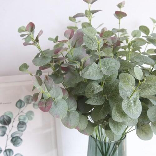 Artificial Leaves Branch Retro Green Silk Eucalyptus Leaf for Home Decor Wedding Plants Faux Fabric Foliage Room Decoration 68CM