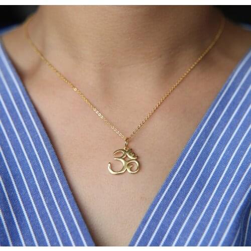 High polish gold/rhodium 925 Sterling Silver Yoga Om Ohm Pendant Necklace 18" for Women