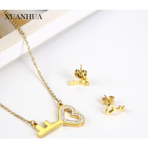 XUANHUA Stainless Steel Jewelry Woman Vogue 2019 Necklace Earrings Set Charm Jewelry Accessories Bohemian Mass Effect