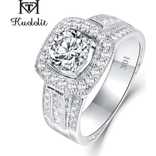 Kuololit 10K White Gold Moissanite Rings for Women D color VVS1 Lab growth Diamond Wedding Romantic Ring Fashion Fine Jewelry