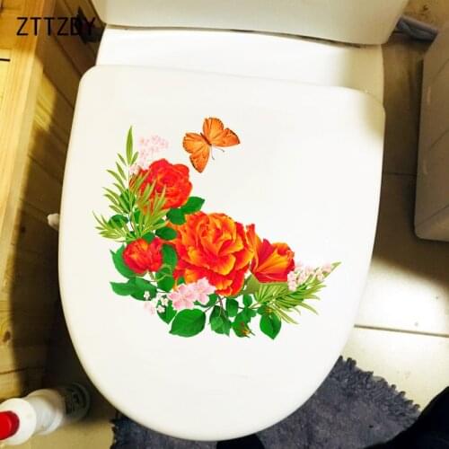 ZTTZDY 24.4CM×21.5CM Red Rose Bedroom Wall Stickers Home Bathroom Toilet Decoration T2-0943