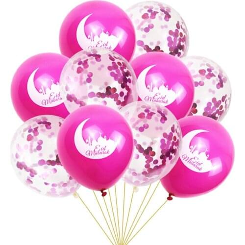 10pcs EID Ramadan Mubarak Balloons Birthday Party Balloons Latex Confetti Balloons Ramadan Mubarak Decorations Supplies Wedding