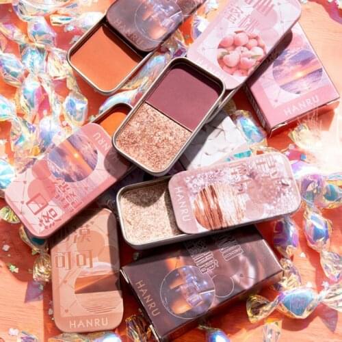 2 Color Iron Box Eyeshadow Hard Candy Mini Glitter Pearlescent Matte Eye Shadow Palette Minerals Eyeshadow Blush Cosmetics TSLM1