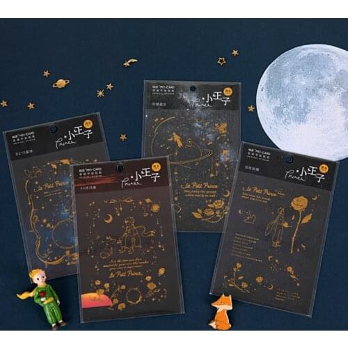 Journamm 2pcs little Prince Planet Starry Bronzing PET Stickers Child Gift Scrapbooking Kawaii Decorative Stationery Stickers