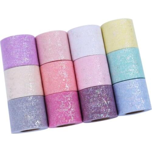 25Yards/roll 6CM Sequins Tulle Roll Organza Baby Shower Party Supplies DIY Hair Bows Handmade Materials Y2021010807