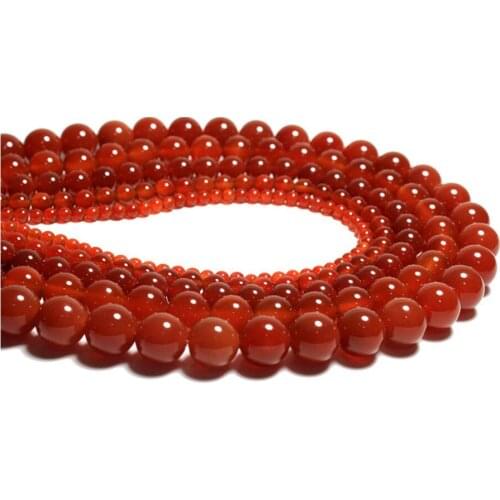 30pcs Red Carnelian Agates Round Gem Beads diy 6 8 10 12MM Pick Size For Jewelry Making