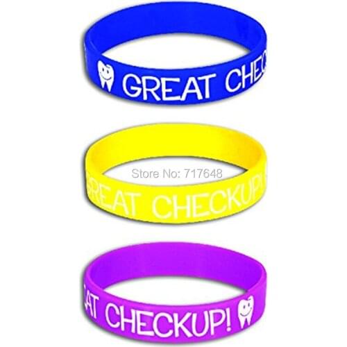 300pcs GREAT CHECKUP wristband silicone bracelets free shipping by epacket A