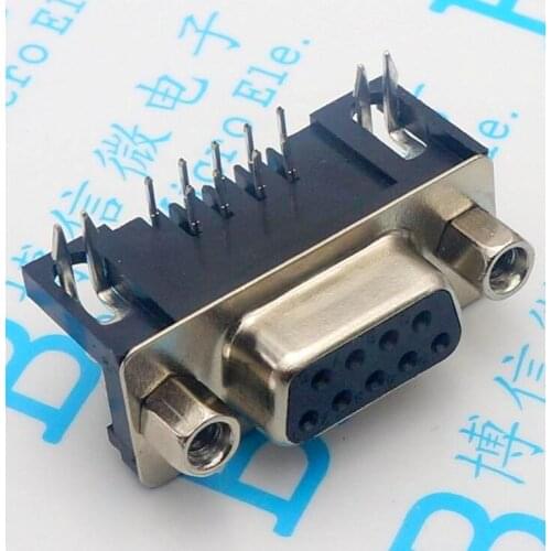 5PCS DR-9S 3Rows Blue Parallel Port 9 Pin D Sub Female 9 Way PCB 90 Degree Connector SR232 Socket Plug VGA Adapter