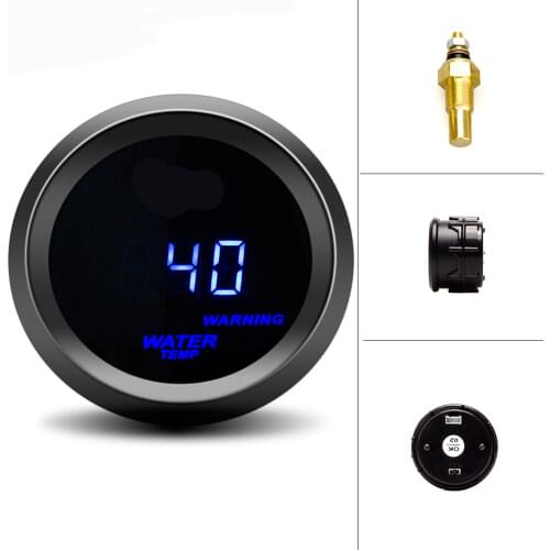 52MM Water Temp Gauge Car Digital Blue LED Water Temperature Gauge 40-150 Celsius With Water Temp Sensor Joint Pipe Adapter