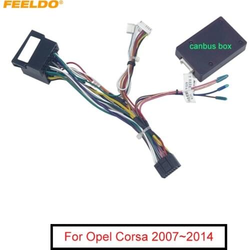 FEELDO Car 16pin Android Audio Wiring Harness With Canbus Box For Opel Corsa 07~14 Aftermarket Stereo Installation Wire