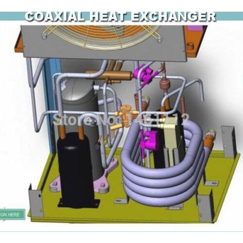Free shipping ! 10.5KW (3HP) titanium coaxial condenser, tube in tube condenser, corrosion resistant heat exchanger