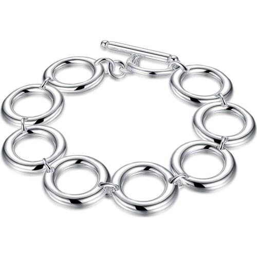 BABYLLNT 925 Silver Round Circle Chain Bracelet For Woman Men Charm Wedding Engagement Fashion Party Popular Jewelry Gift