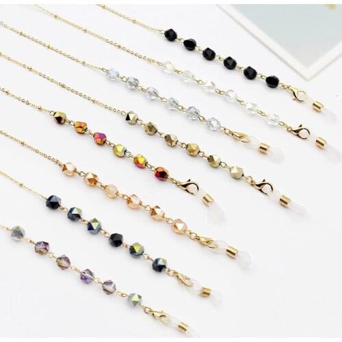 Fashion Bohemian Reading Glasses Chain For Women Sunglasses Cords Crystal Beaded Glasses Chains Lanyard Eyeglass Strap Chain