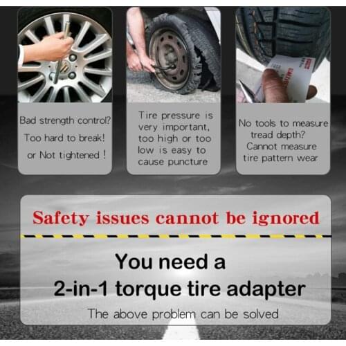 LCD Digital Tire Pressure Gauge Car Bike Tyre Repair 2in1 Torque Wrench Adapter