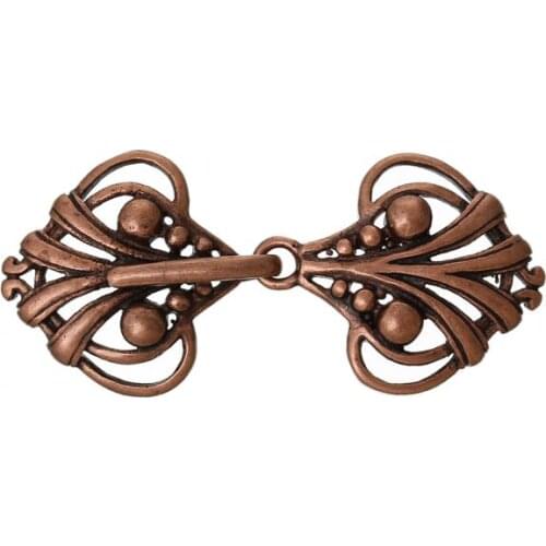 DoreenBeads Copper Charm Sweater Clasps Heart Antique Copper Hollow 4.6cm x 2.1cm(1 6/8" x 7/8"),5PCs