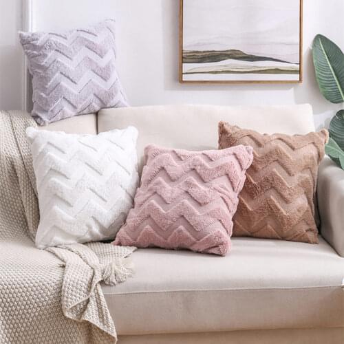 INS Nordic Double-sided Plush Cushion Cover 3D Fluffy Faux Fur Geometry Throw Pillow Covers Sofa Bed Home Decorative Pillowcases