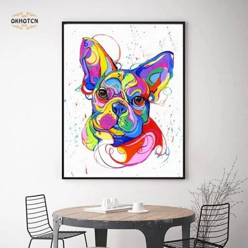 Colorful Animal Picture French Bulldog Wall Art Canvas Painting Abstract Oil Posters And Prints For Living Room Home Decoration
