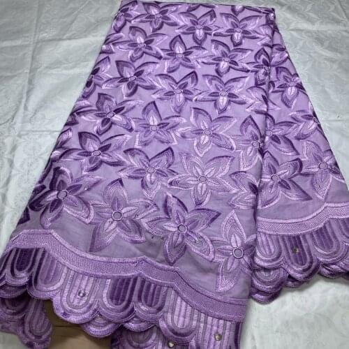 Purple Flower Swiss Lace Fabric Dubai Embroidery African Fabrics 100% cotton Swiss Voile Lace in Switzerland For Wedding Dress