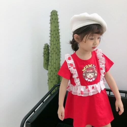 Summer childrens short-sleeved dress girl Korean cartoon princess dress
