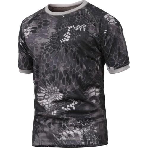 Camouflage Mens Running T-shirts Tactical Quick Dry Polyester T-shirt Raglan Short Sleeve Round Neck Breathable Boys Army Shirt