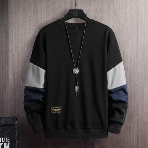 Mens Sweatshirt Mens Sweater Long-Sleeved 2021 Spring New Splicing Top Breathable Sweatshirt Male Korean Loose