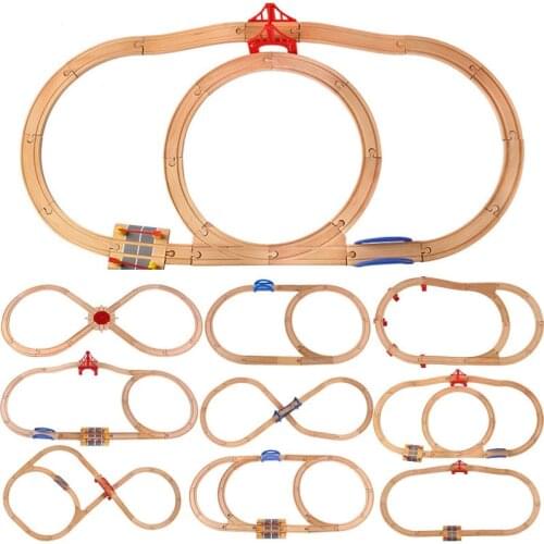 Multi Wooden Railway Track Set Beech Wooden Train Tracks Fit For Biro Wooden Tracks Train Toys For Children Gifts Educational