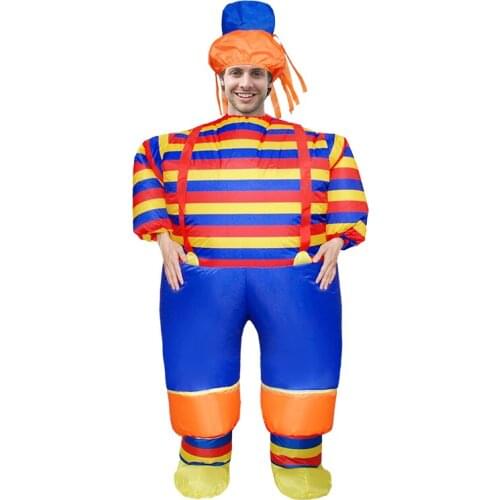 Inflatable Stripe Clown Costumes Halloween for Adult Game Christmas Funny Party Cosplay Costume Suit Full Body