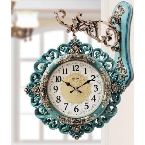 European Double-sided Clock Living Room Mute Wall Charts Fashion Personality Decorations Simple European Luxury Wall Clocks