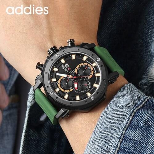 Addies 2021 New Sports Watch For Men Multifunctional Luminous Waterproof Calendar Three-eye Six-pin Watch