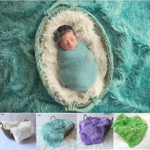 Newborn Photography Props Blankets Soft Long Fur Basket Filler.Baby Plush Blanket Br Fotografia Backdrop