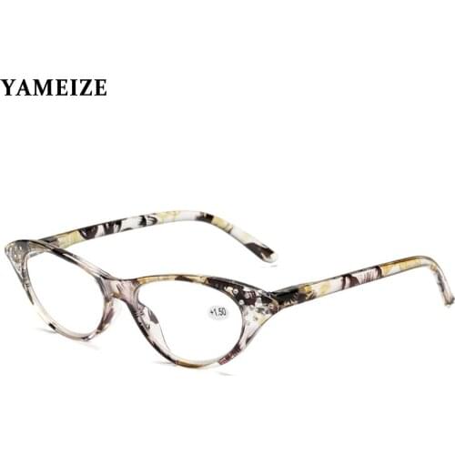 YAMEIZE Cat Eyes Reading Glasses Clear Lens Presbyopia Classcial Printing Spectacles Glasses +1.0 +1.5 +2.0 +2.5 +3.0 +3.5 +4.0