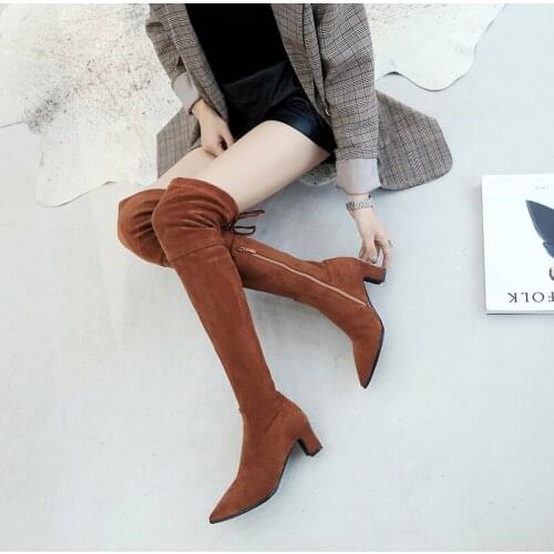 Fall 2020 new long boots with matte surface, thick heel, high heel, side zipper and thin womens Boots
