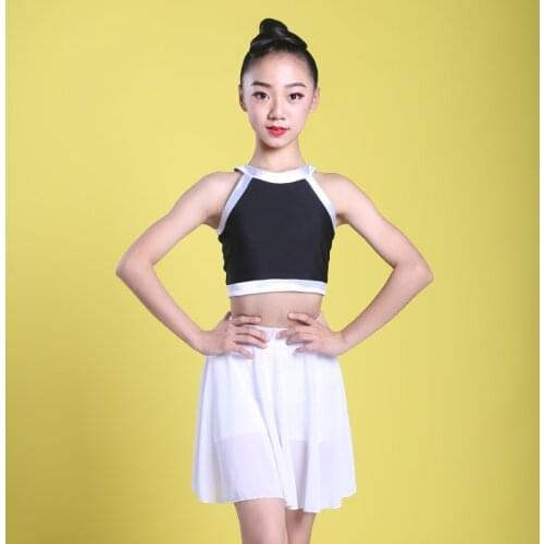 Girls Latin Dance Dress Vest Skirt Suit Cha Cha Rumba Tange Salsa Dancing Clothes Children Practice Costumes Show Wear DNV12655